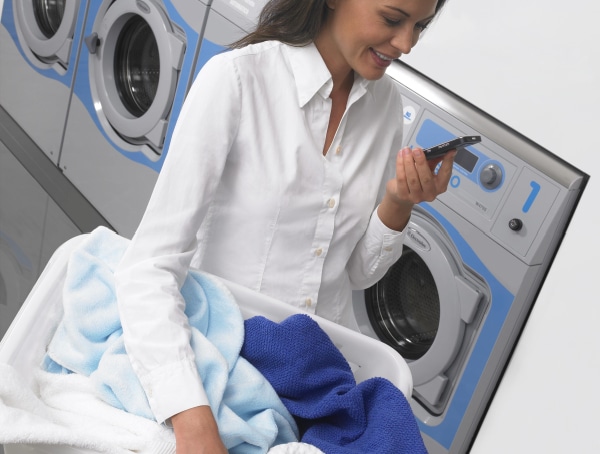 lady holding laundry