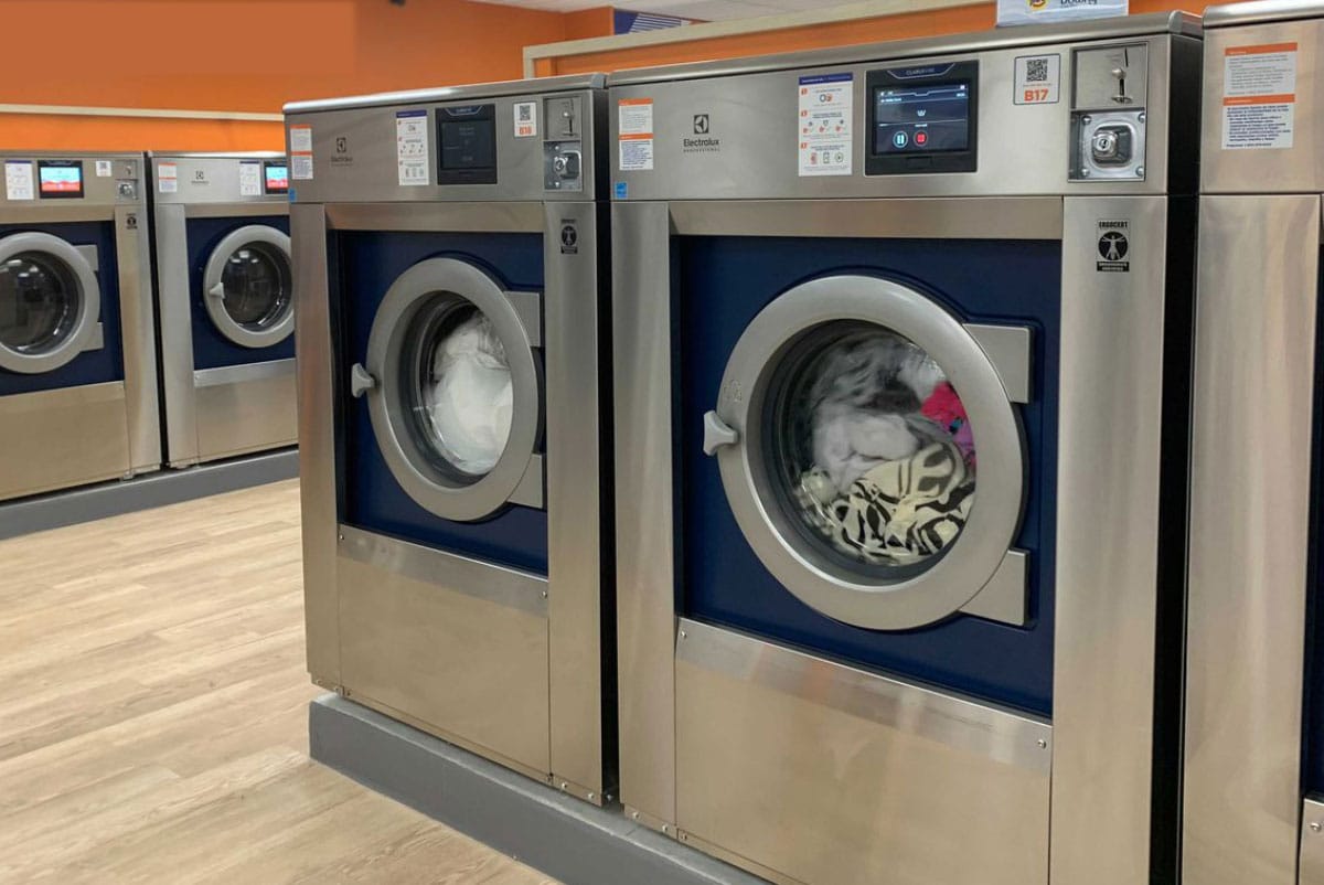 washing machines in laundromat