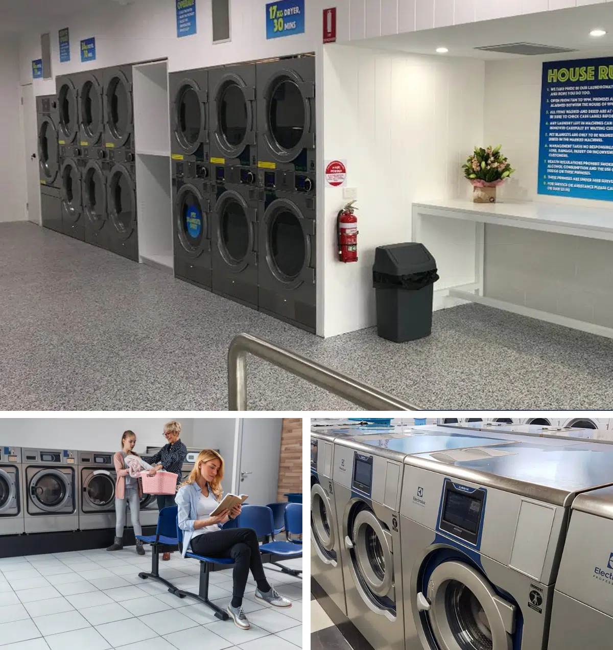 Laundry machine with people