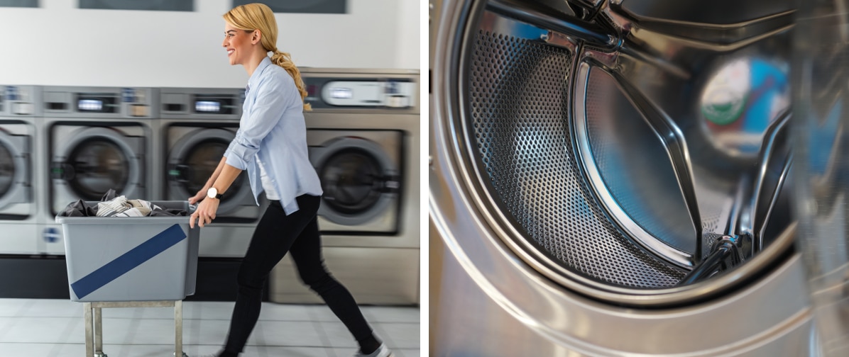 Women smiling laundry